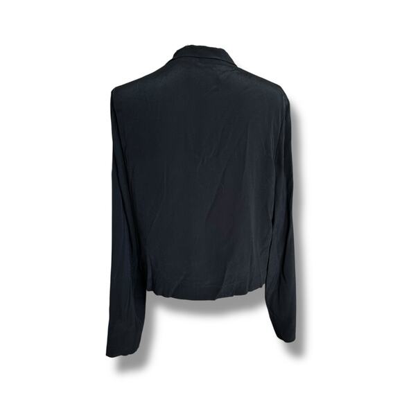 Anthropologie Ett Twa Black Summer Wrap/Open Long Sleeve Blazer Cardigan US 10 - Picture 4 of 6